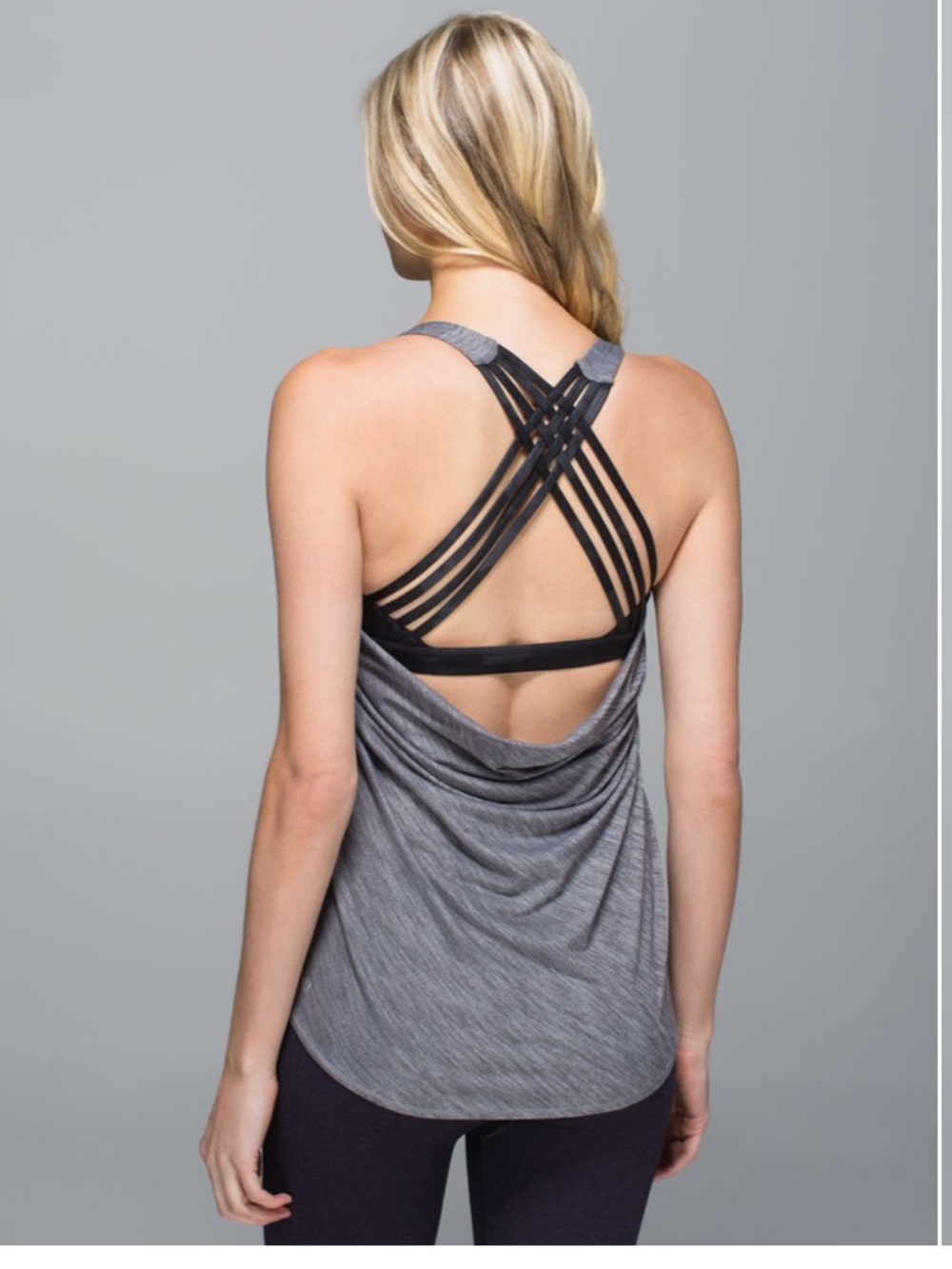 Lululemon- Sz 12- A/B Cup- Free to Be Wild Tank- Slate Grey & Black- Hip Length
